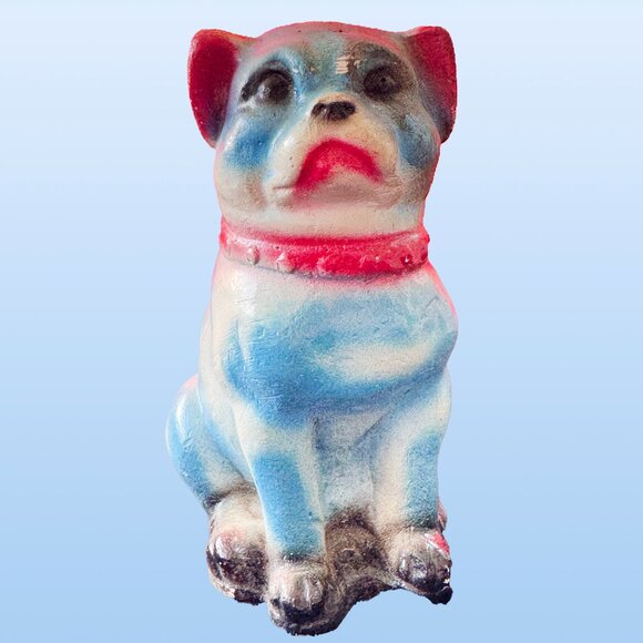 1940s blue chalkware carnival dog - Picture 3 of 6